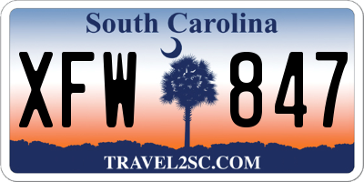 SC license plate XFW847