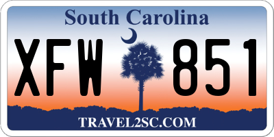 SC license plate XFW851