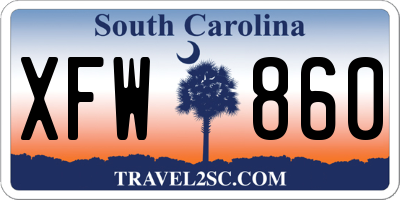 SC license plate XFW860