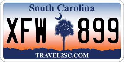 SC license plate XFW899