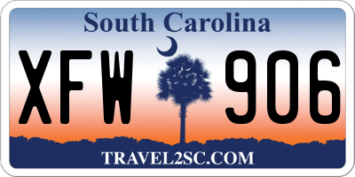 SC license plate XFW906