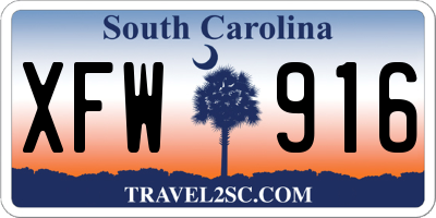 SC license plate XFW916