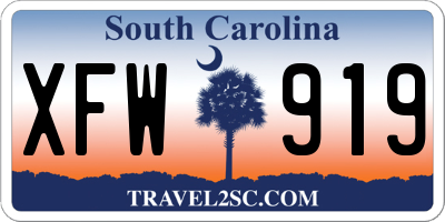 SC license plate XFW919