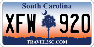 SC license plate XFW920