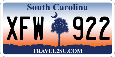 SC license plate XFW922