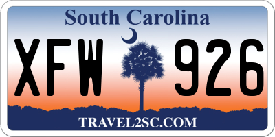 SC license plate XFW926