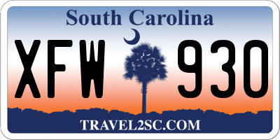 SC license plate XFW930