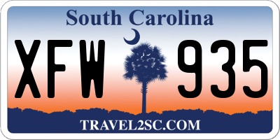 SC license plate XFW935