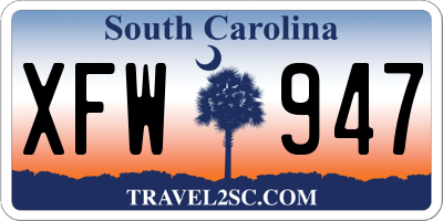 SC license plate XFW947
