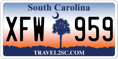 SC license plate XFW959