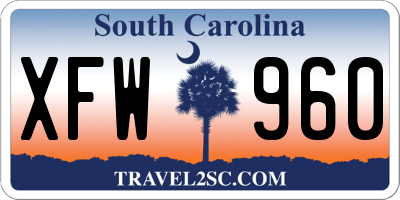 SC license plate XFW960