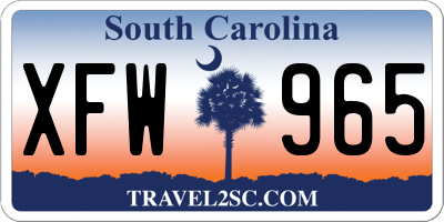 SC license plate XFW965