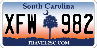 SC license plate XFW982