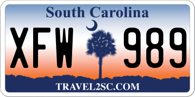 SC license plate XFW989