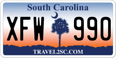 SC license plate XFW990