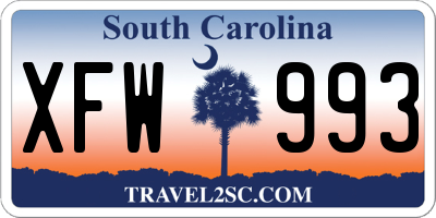 SC license plate XFW993