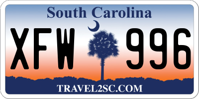 SC license plate XFW996