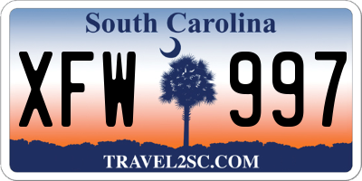 SC license plate XFW997