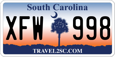 SC license plate XFW998