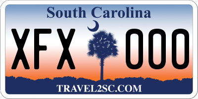 SC license plate XFX000
