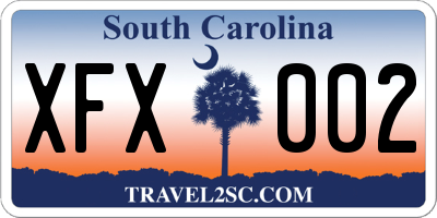 SC license plate XFX002