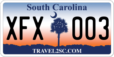 SC license plate XFX003