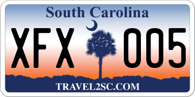 SC license plate XFX005