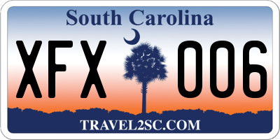 SC license plate XFX006