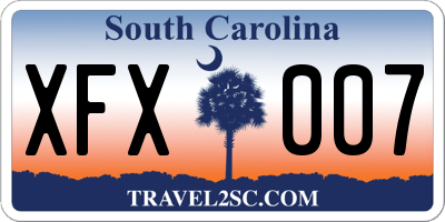 SC license plate XFX007