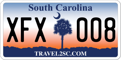 SC license plate XFX008
