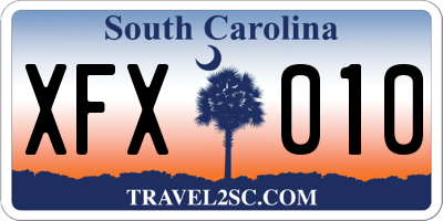 SC license plate XFX010