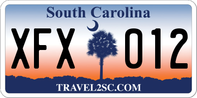 SC license plate XFX012