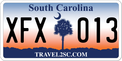 SC license plate XFX013