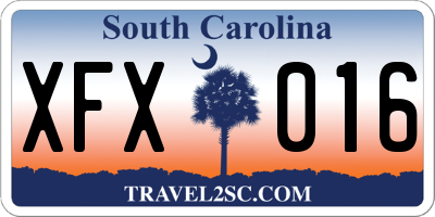 SC license plate XFX016