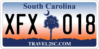 SC license plate XFX018
