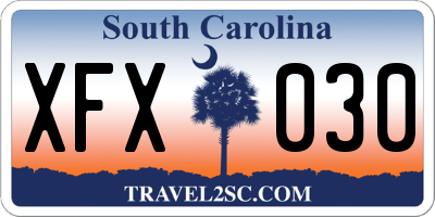 SC license plate XFX030