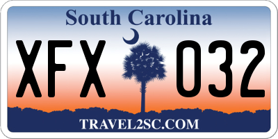 SC license plate XFX032