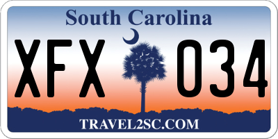 SC license plate XFX034