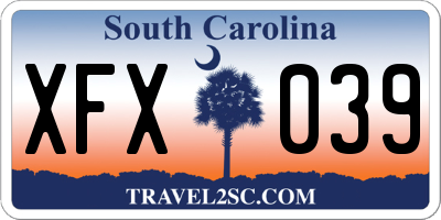 SC license plate XFX039