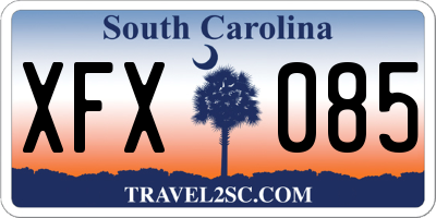 SC license plate XFX085