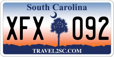 SC license plate XFX092