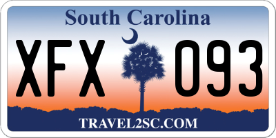 SC license plate XFX093
