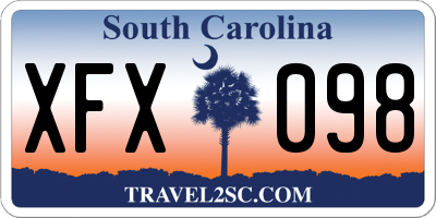 SC license plate XFX098