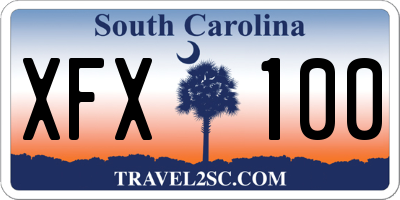SC license plate XFX100