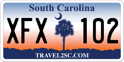 SC license plate XFX102