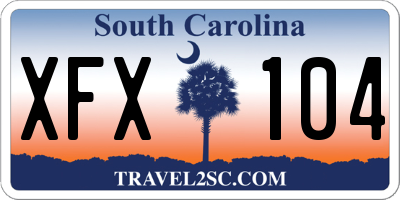 SC license plate XFX104