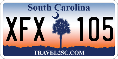 SC license plate XFX105