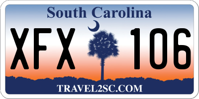 SC license plate XFX106