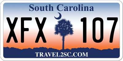 SC license plate XFX107
