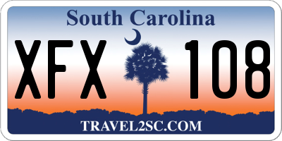 SC license plate XFX108